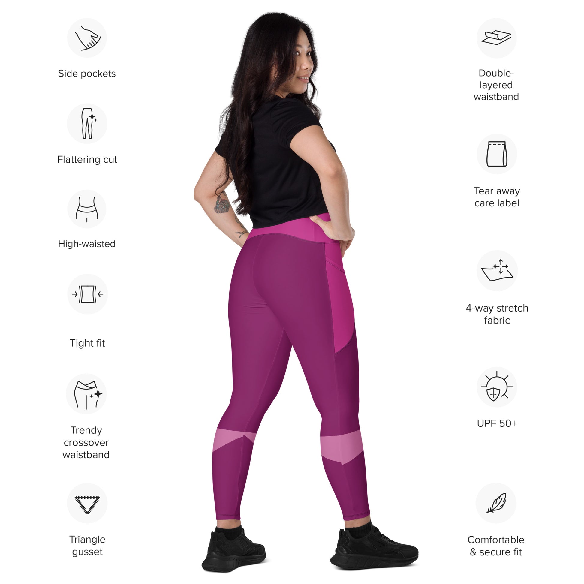 Purple crossover legging pockets